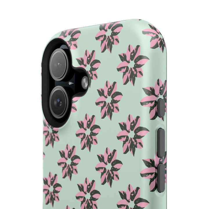 Pink Princess Philodendron Pattern Phone Case – Dual Layer Protective Cover