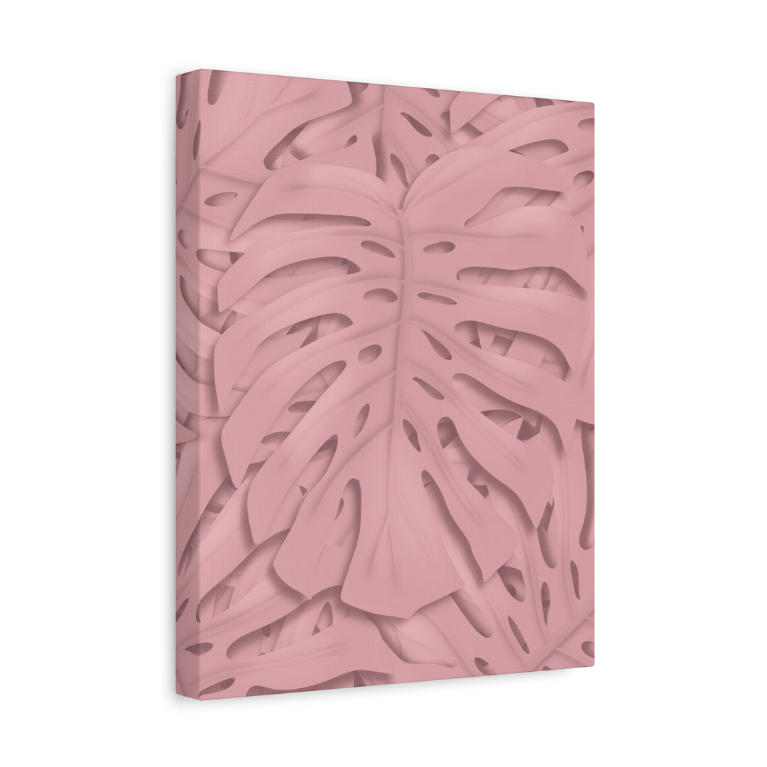 Monstera Canvas Art Soft Pink Botanical Wall Decor Matte Finish Print For Living Room