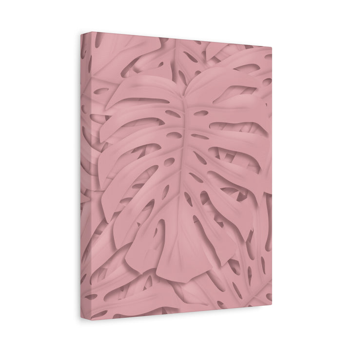 Monstera Canvas Art Soft Pink Botanical Wall Decor Matte Finish Print For Living Room