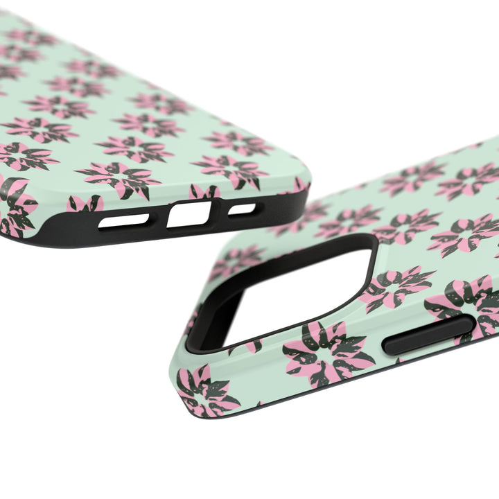 Pink Princess Philodendron Pattern Phone Case – Dual Layer Protective Cover