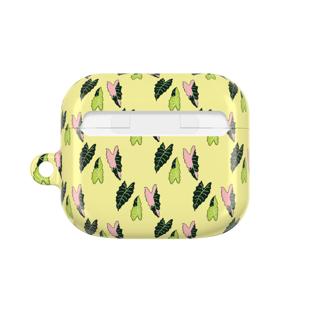Alocasia Pattern AirPods Case Botanical Plant Themed Protective Case with Carabiner