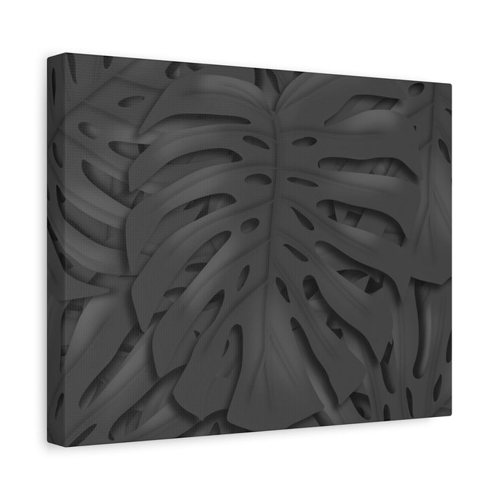 Charcoal Monstera Canvas Wall Art Matte Stretched 1.25 Inch Thick Plant Leaf Decor
