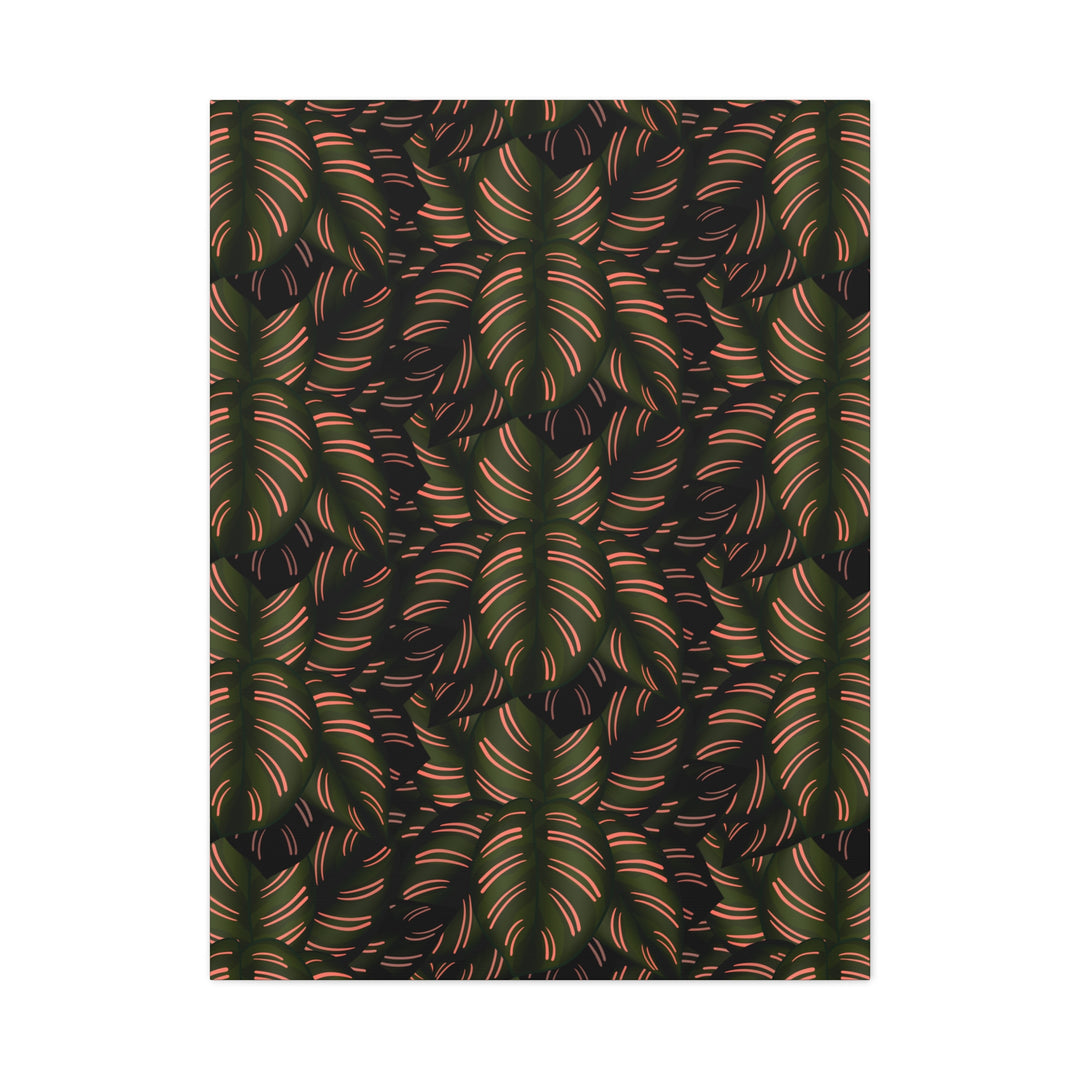 Calathea Pinstripe Canvas Print With Matte Finish Stretched Botanical Wall Art For Living Room Decor