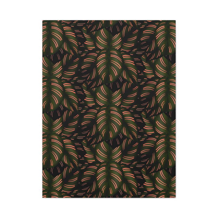 Calathea Pinstripe Canvas Print With Matte Finish Stretched Botanical Wall Art For Living Room Decor