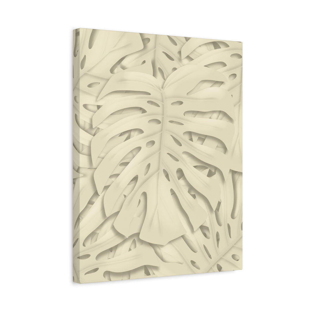 Monstera Canvas Print Durable Cotton Stretched Canvas With Beige Botanical Artwork For Modern Home Decor