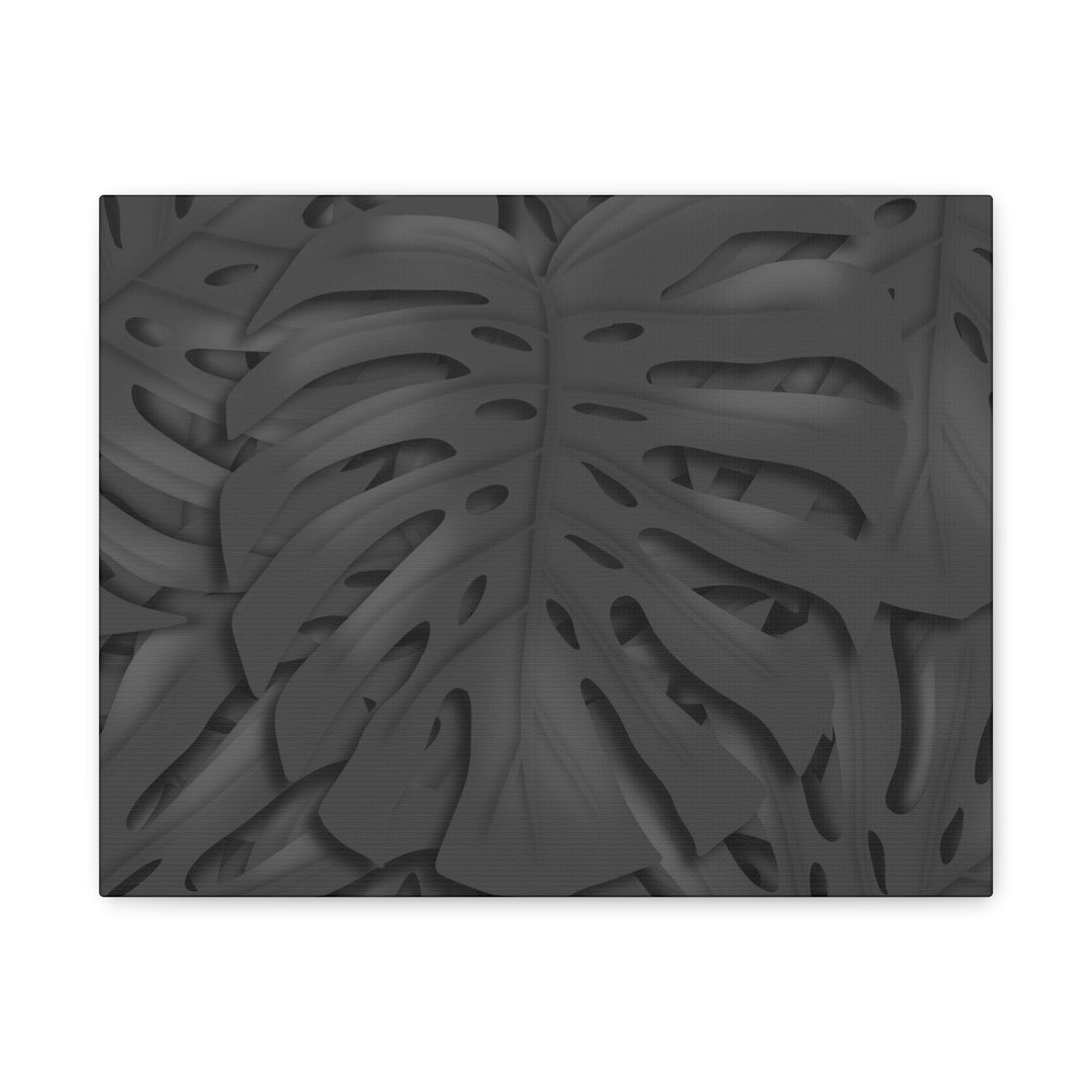 Charcoal Monstera Canvas Wall Art Matte Stretched 1.25 Inch Thick Plant Leaf Decor