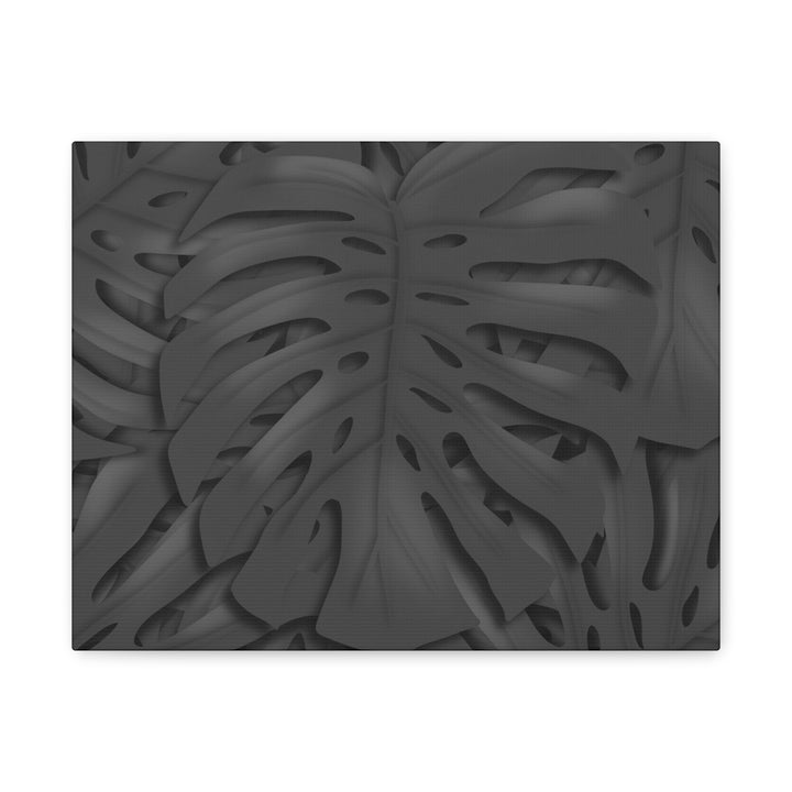 Charcoal Monstera Canvas Wall Art Matte Stretched 1.25 Inch Thick Plant Leaf Decor