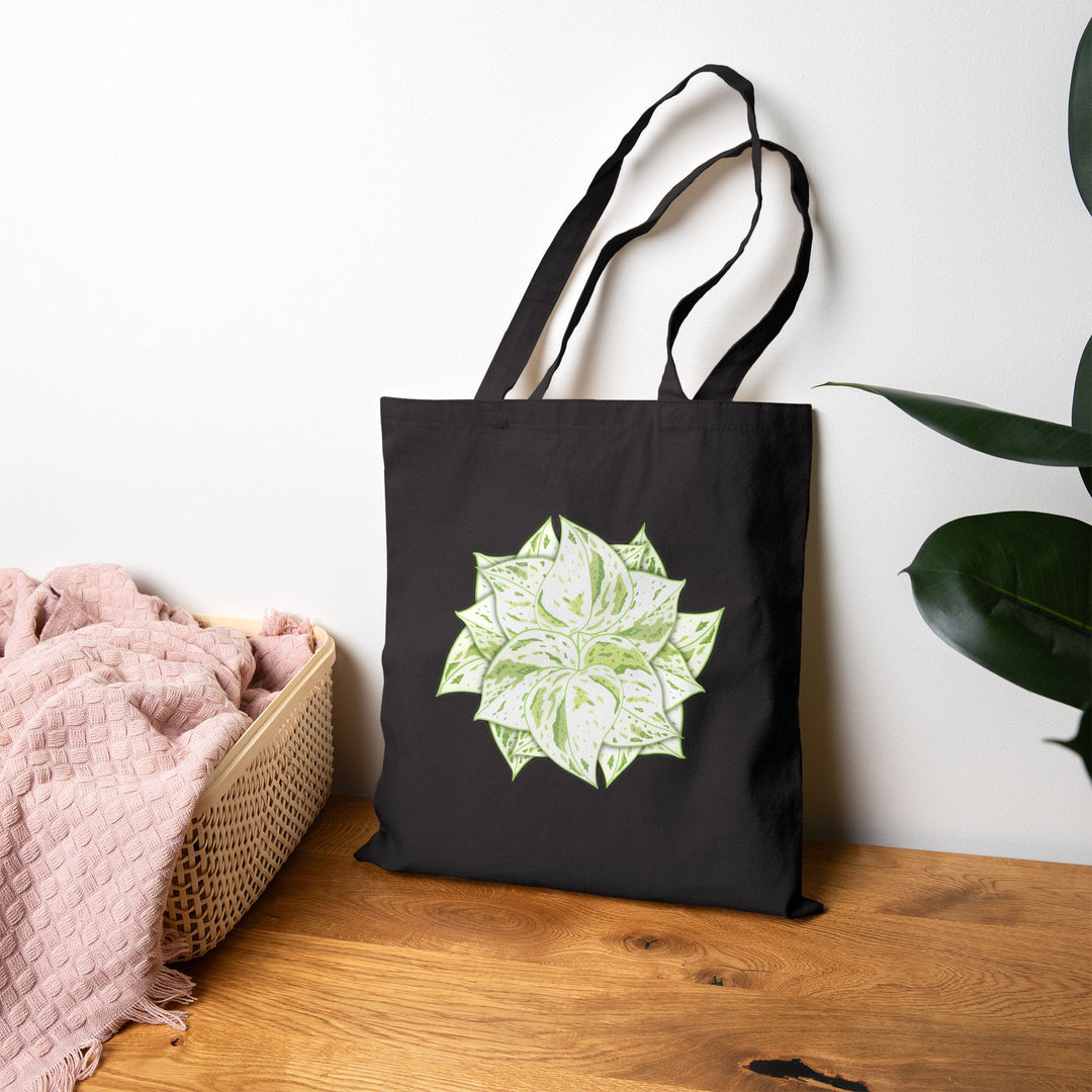 Cotton Tote Bag Snow Queen White Foliage Design Durable Canvas With 20 Inch Handles Ideal Everyday Carry