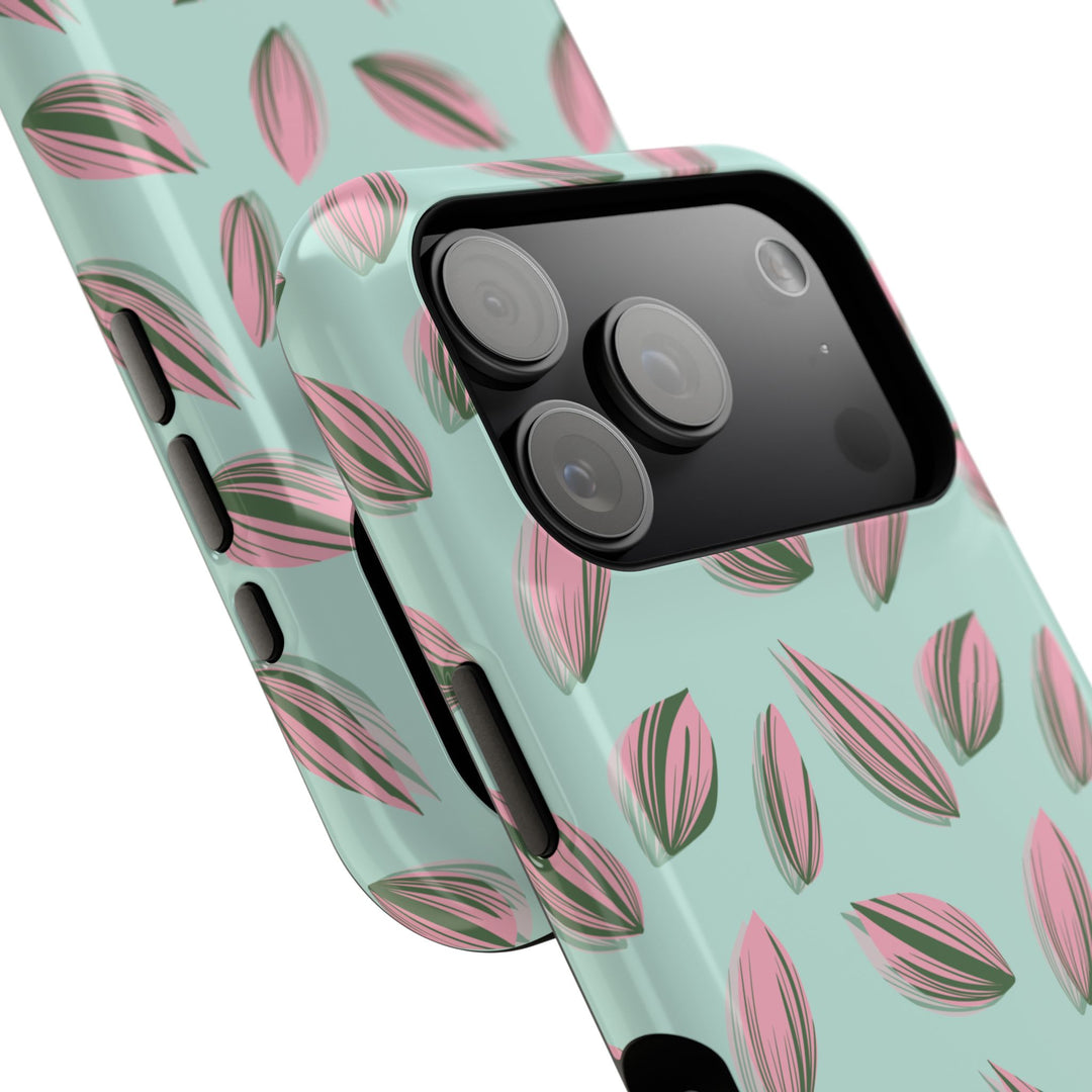 Tradescantia Nanouk Pattern Dual-Layer Impact-Resistant Phone Case Green Botanical Protective Cover