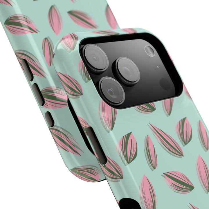 Tradescantia Nanouk Pattern Dual-Layer Impact-Resistant Phone Case Green Botanical Protective Cover