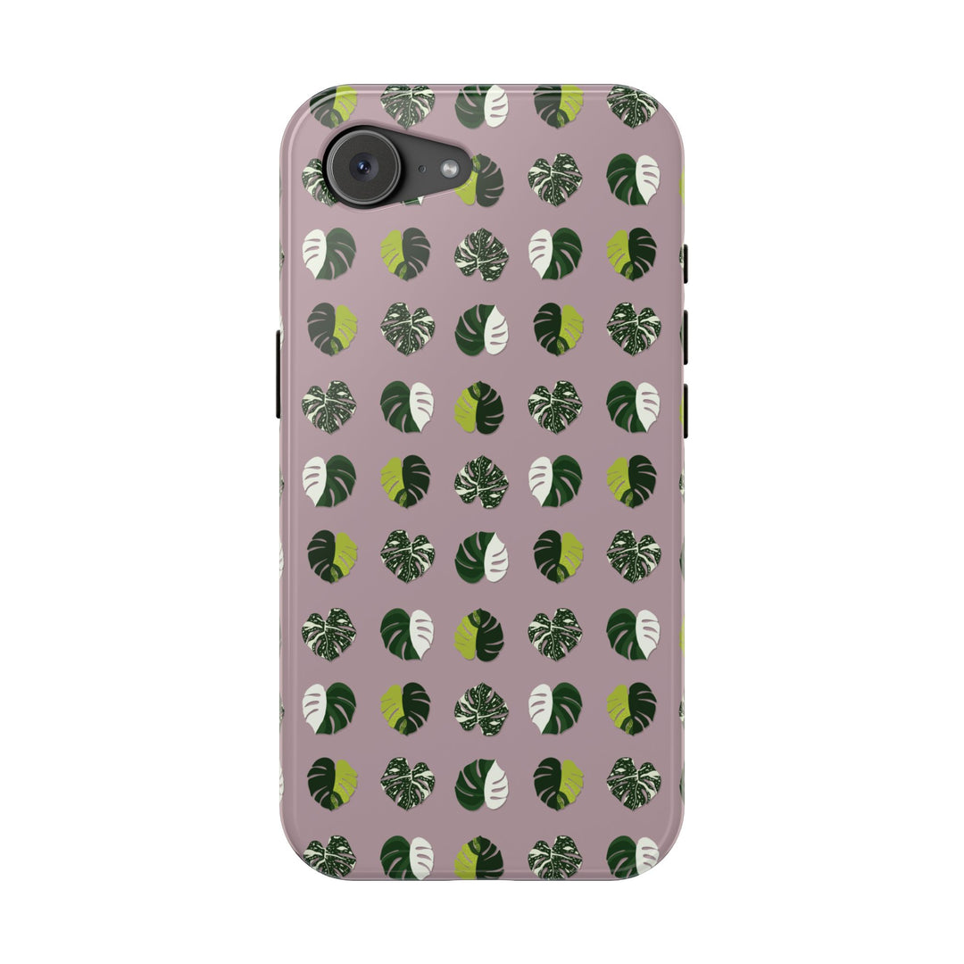 Variegated Monstera Pattern Phone Case – Dual Layer Protective Cover