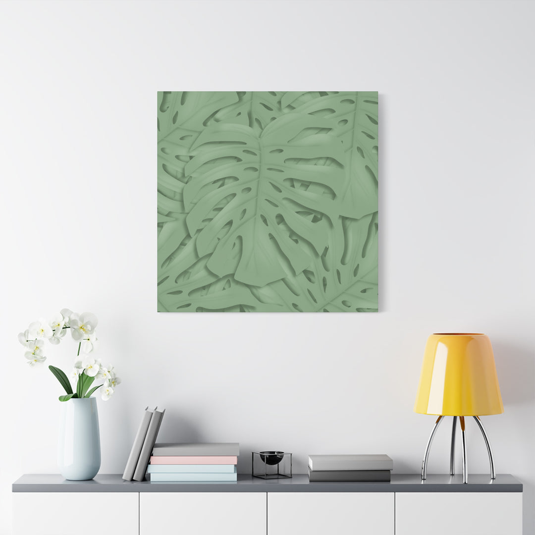 Monstera Canvas Art The Potted Pixel 24x36 Inches Matte Finish Wall Decor Botanical Green Leaf Print