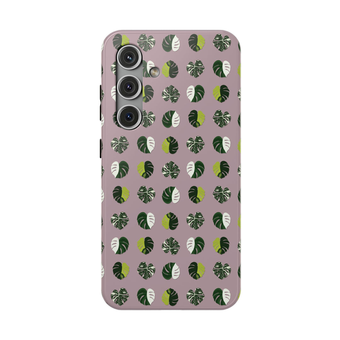 Variegated Monstera Pattern Phone Case – Dual Layer Protective Cover