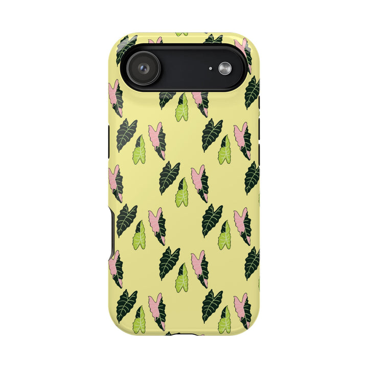 Alocasia Pattern Impact Resistant Phone Case Botanical Cover Full Wrap Print Wireless Charging