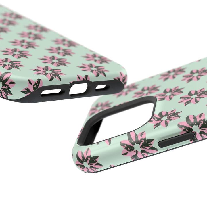 Pink Princess Philodendron Pattern Phone Case – Dual Layer Protective Cover