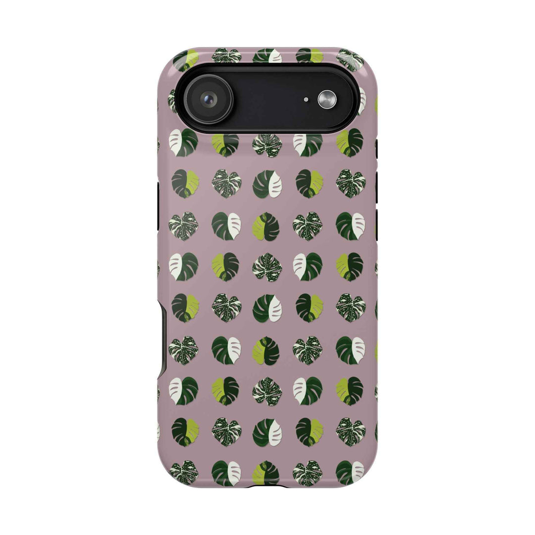 Variegated Monstera Pattern Phone Case – Dual Layer Protective Cover