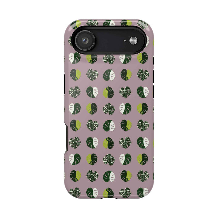Variegated Monstera Pattern Phone Case – Dual Layer Protective Cover