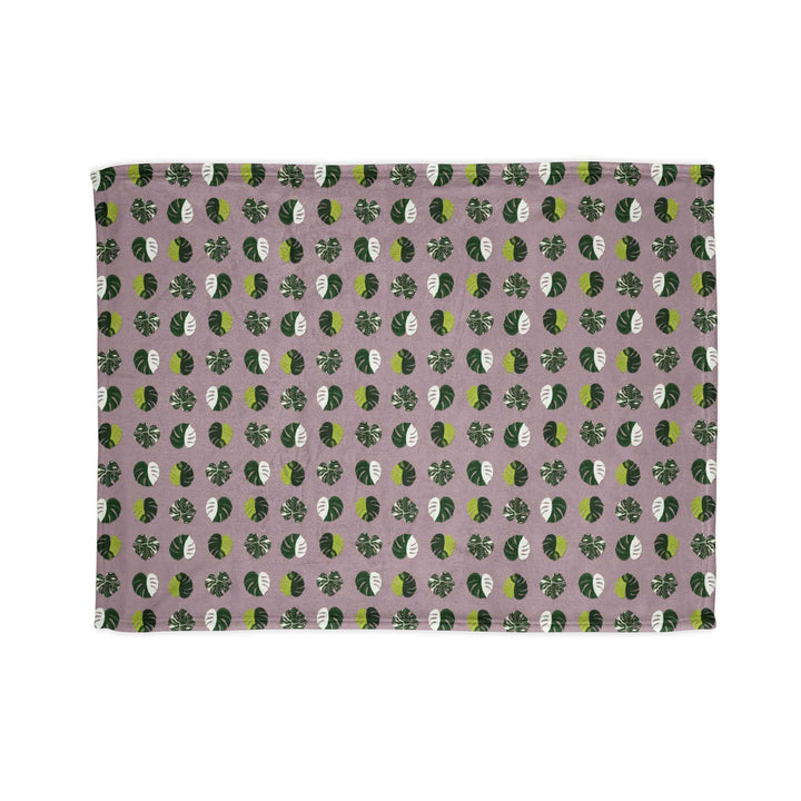 Variegated Monstera Pattern Cozy Fleece Throw Blanket