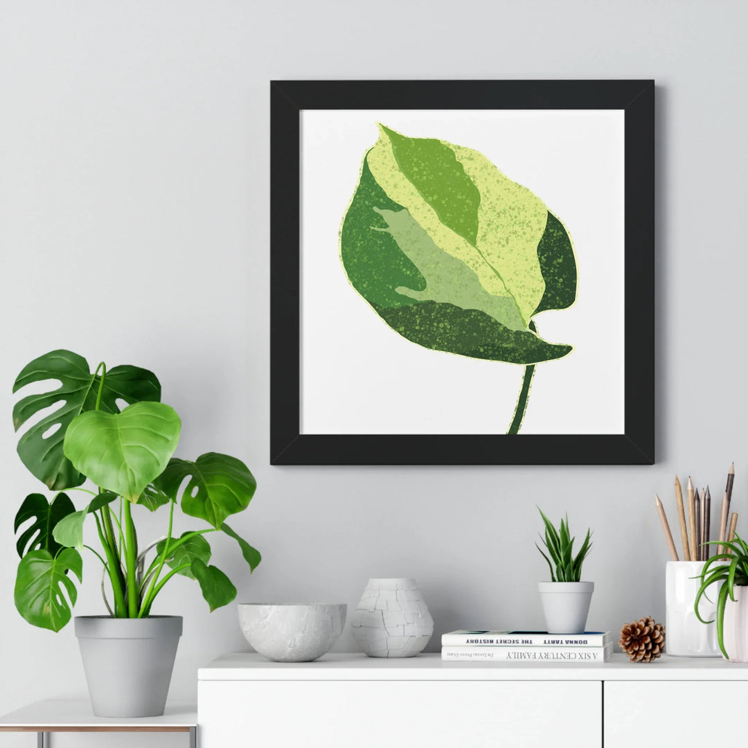 Manjula Pothos Print Framed Wall Art With Heart Shaped Leaves Matte Finish Indoor Plant Decor