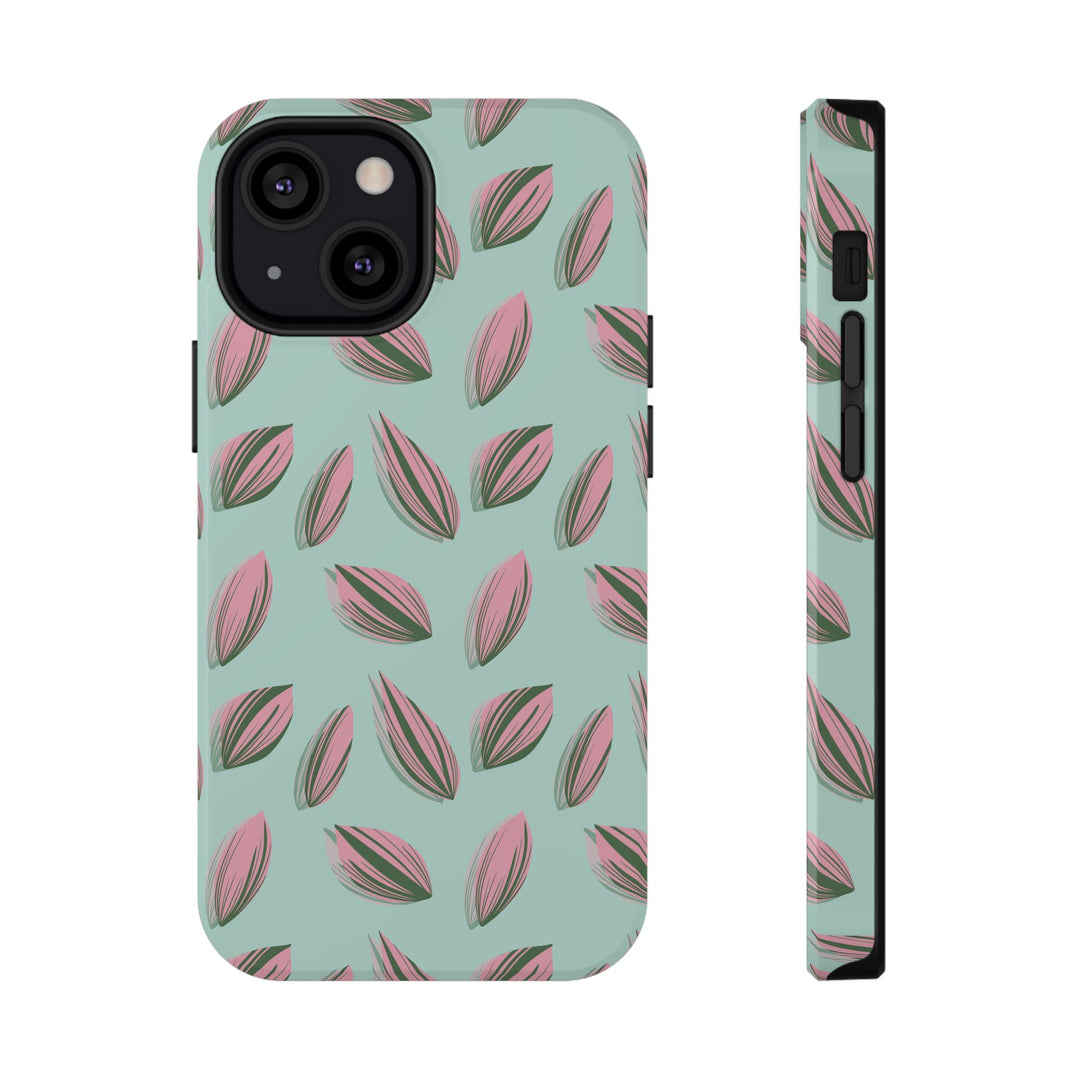 Tradescantia Nanouk Pattern Dual-Layer Impact-Resistant Phone Case Green Botanical Protective Cover