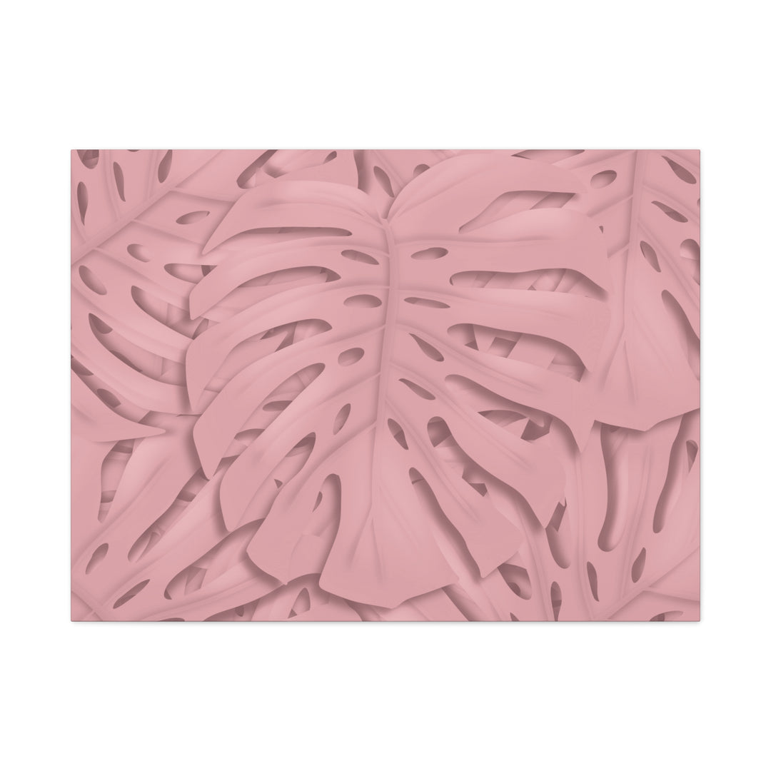 Monstera Canvas Art Soft Pink Botanical Wall Decor Matte Finish Print For Living Room