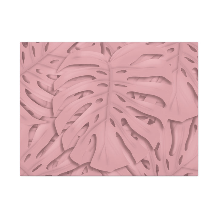 Monstera Canvas Art Soft Pink Botanical Wall Decor Matte Finish Print For Living Room