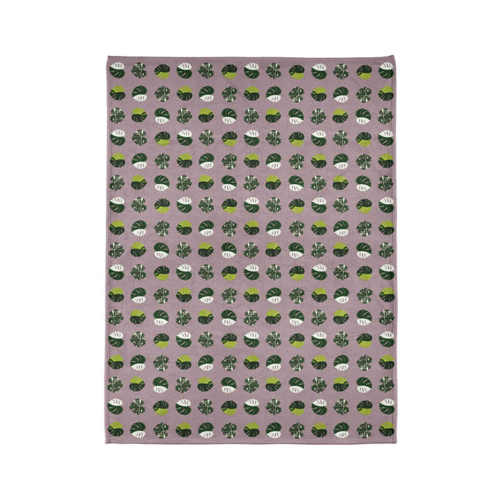Variegated Monstera Pattern Cozy Fleece Throw Blanket