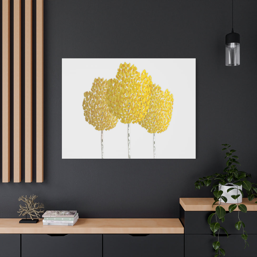 Fall Aspen Canvas Wall Art Print Quaking Aspen Yellow Fall Foliage on Durable Cotton Canvas