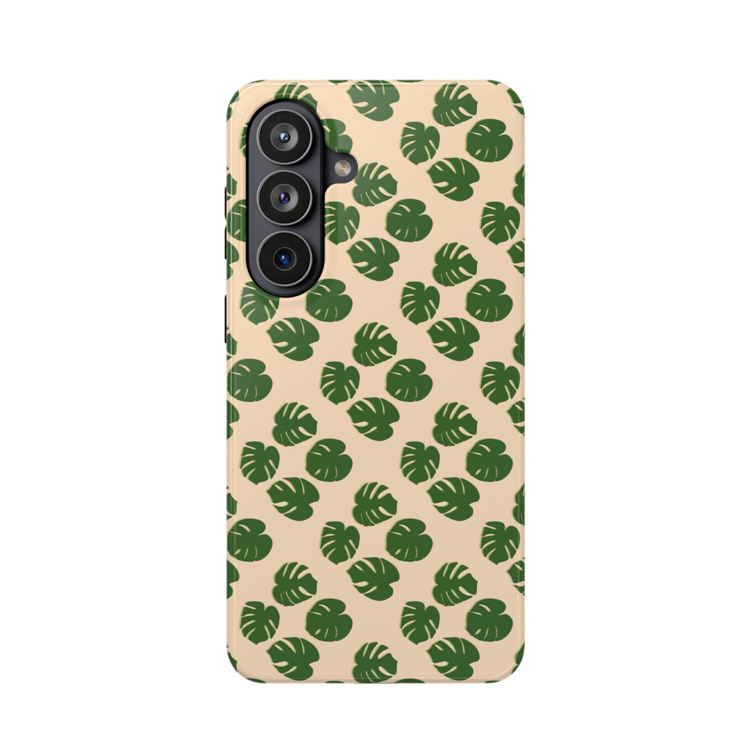 Monstera Pattern Phone Case – Dual Layer Protective Cover