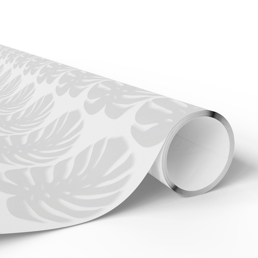 Monstera Leaf Wrapping Paper Roll — Minimal Grey Tropical Gift Wrap