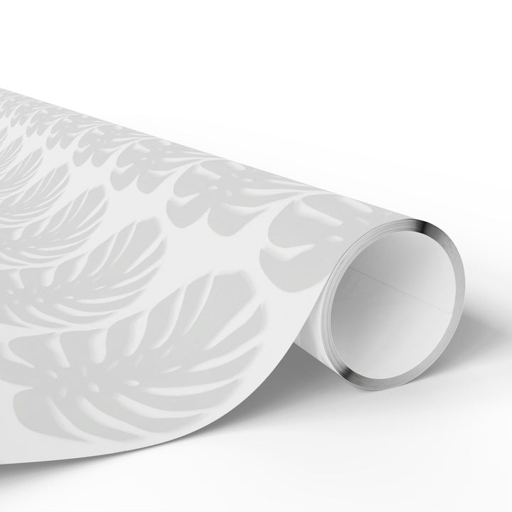 Monstera Leaf Wrapping Paper Roll — Minimal Grey Tropical Gift Wrap