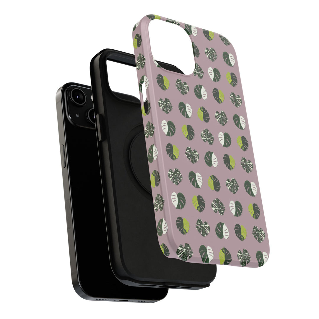 Variegated Monstera Pattern Phone Case – Dual Layer Protective Cover