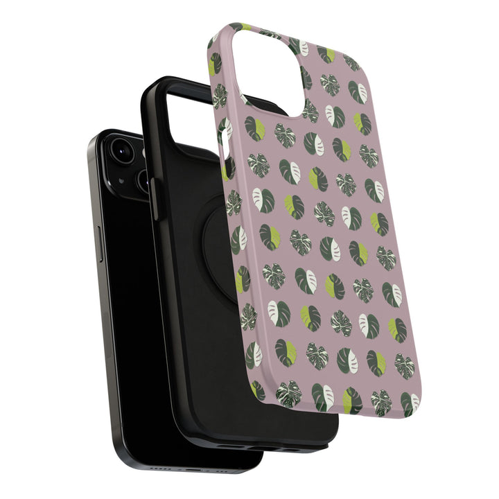 Variegated Monstera Pattern Phone Case – Dual Layer Protective Cover