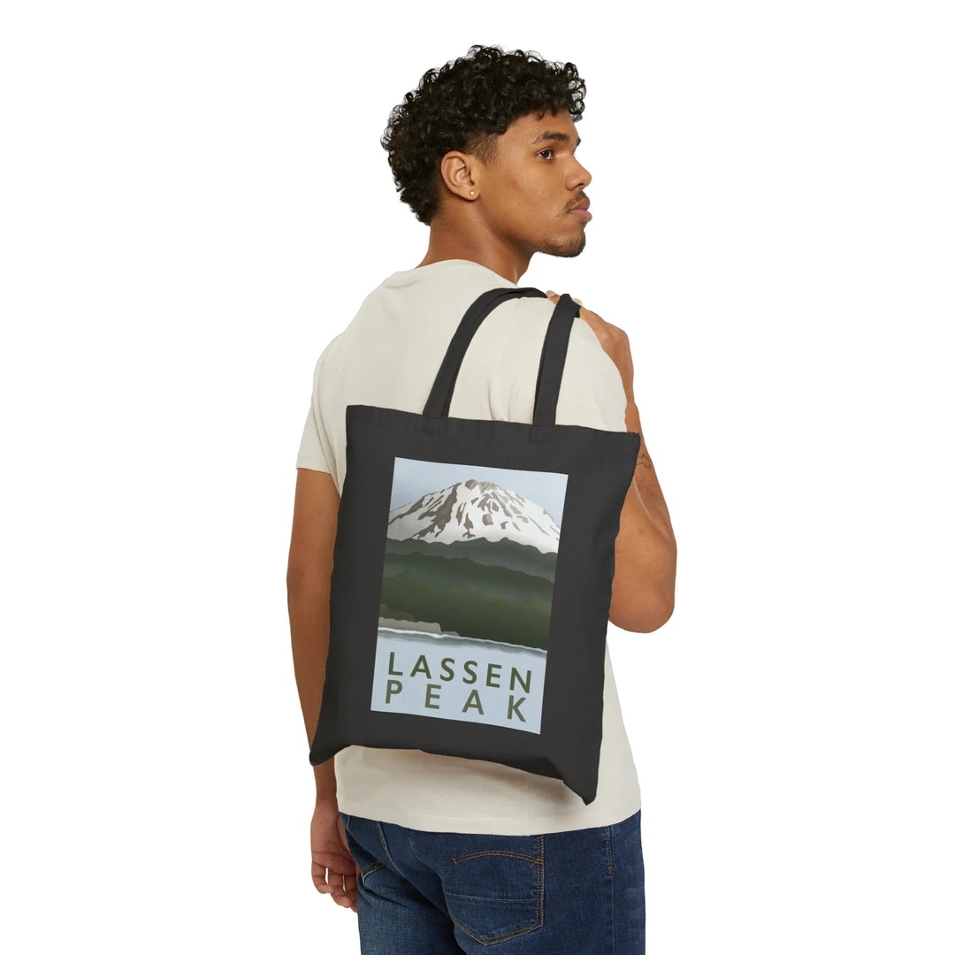 Lassen Peak Organic Cotton Tote Bag With Durable Handles Eco Friendly Minimalist Shopper