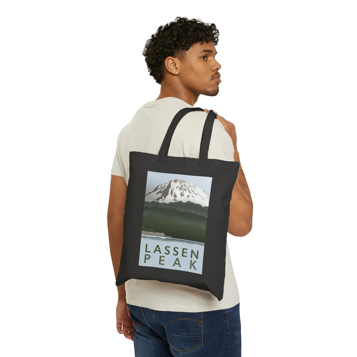 Lassen Peak Organic Cotton Tote Bag With Durable Handles Eco Friendly Minimalist Shopper
