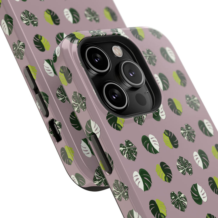 Variegated Monstera Pattern Phone Case – Dual Layer Protective Cover