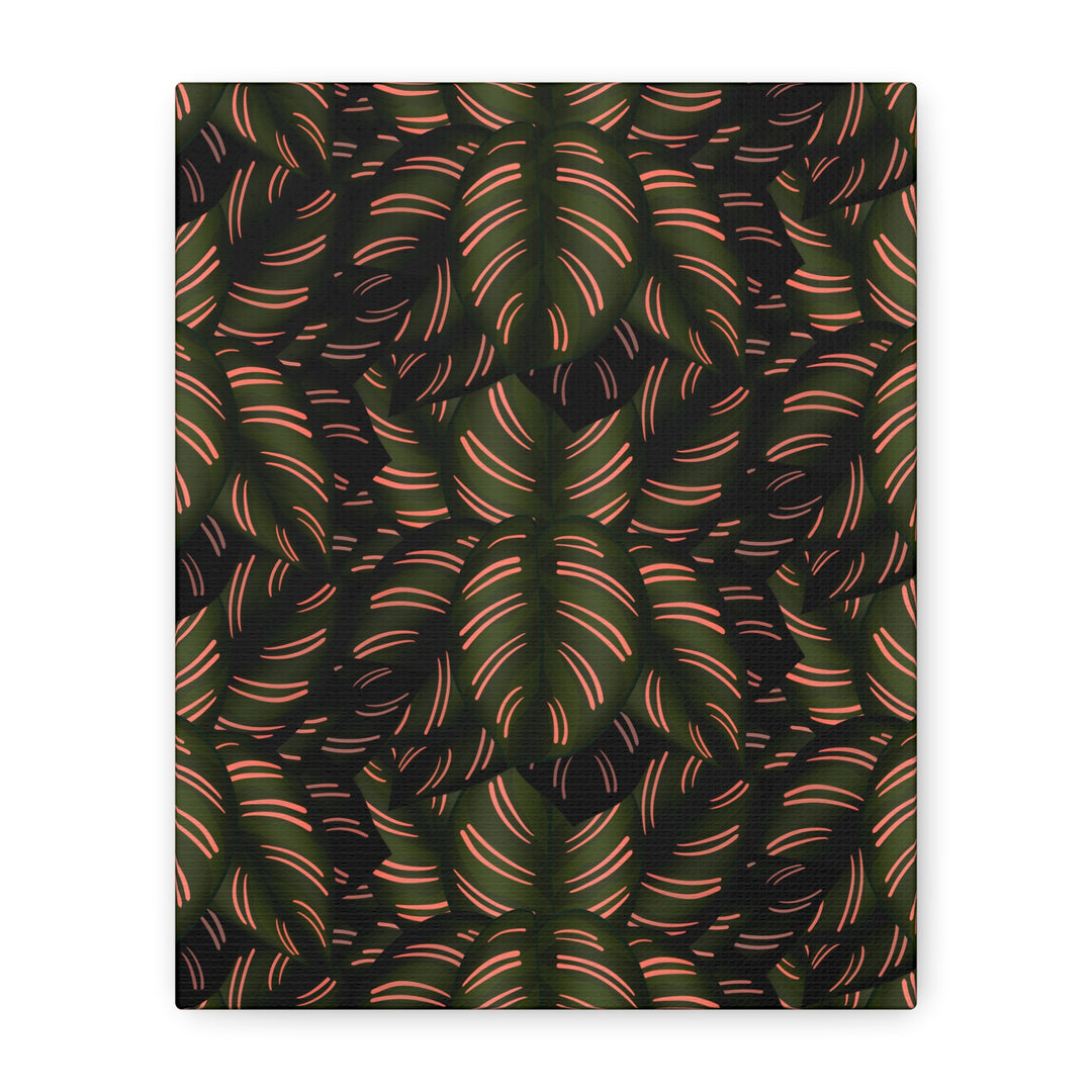 Calathea Pinstripe Canvas Print With Matte Finish Stretched Botanical Wall Art For Living Room Decor