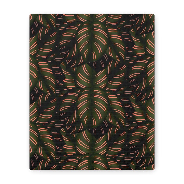 Calathea Pinstripe Canvas Print With Matte Finish Stretched Botanical Wall Art For Living Room Decor