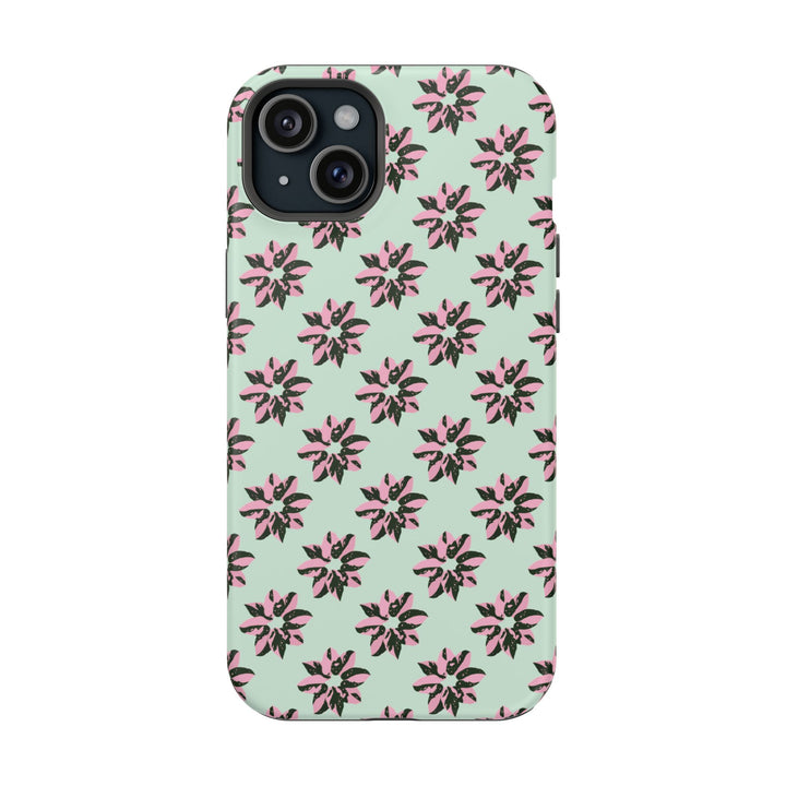 Pink Princess Philodendron Pattern Phone Case – Dual Layer Protective Cover