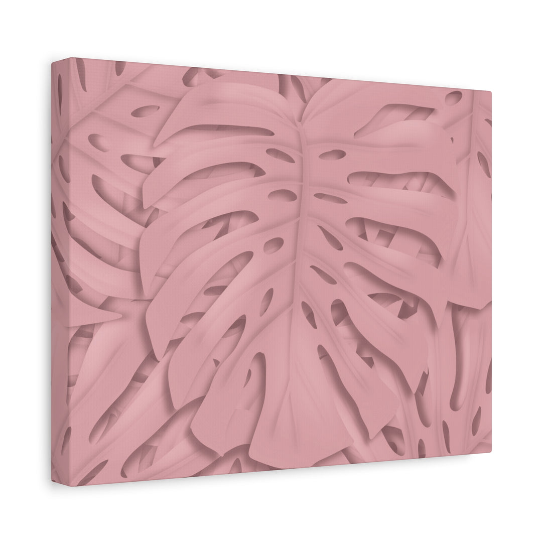 Monstera Canvas Art Soft Pink Botanical Wall Decor Matte Finish Print For Living Room