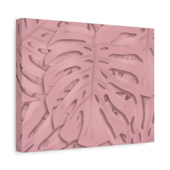 Monstera Canvas Art Soft Pink Botanical Wall Decor Matte Finish Print For Living Room