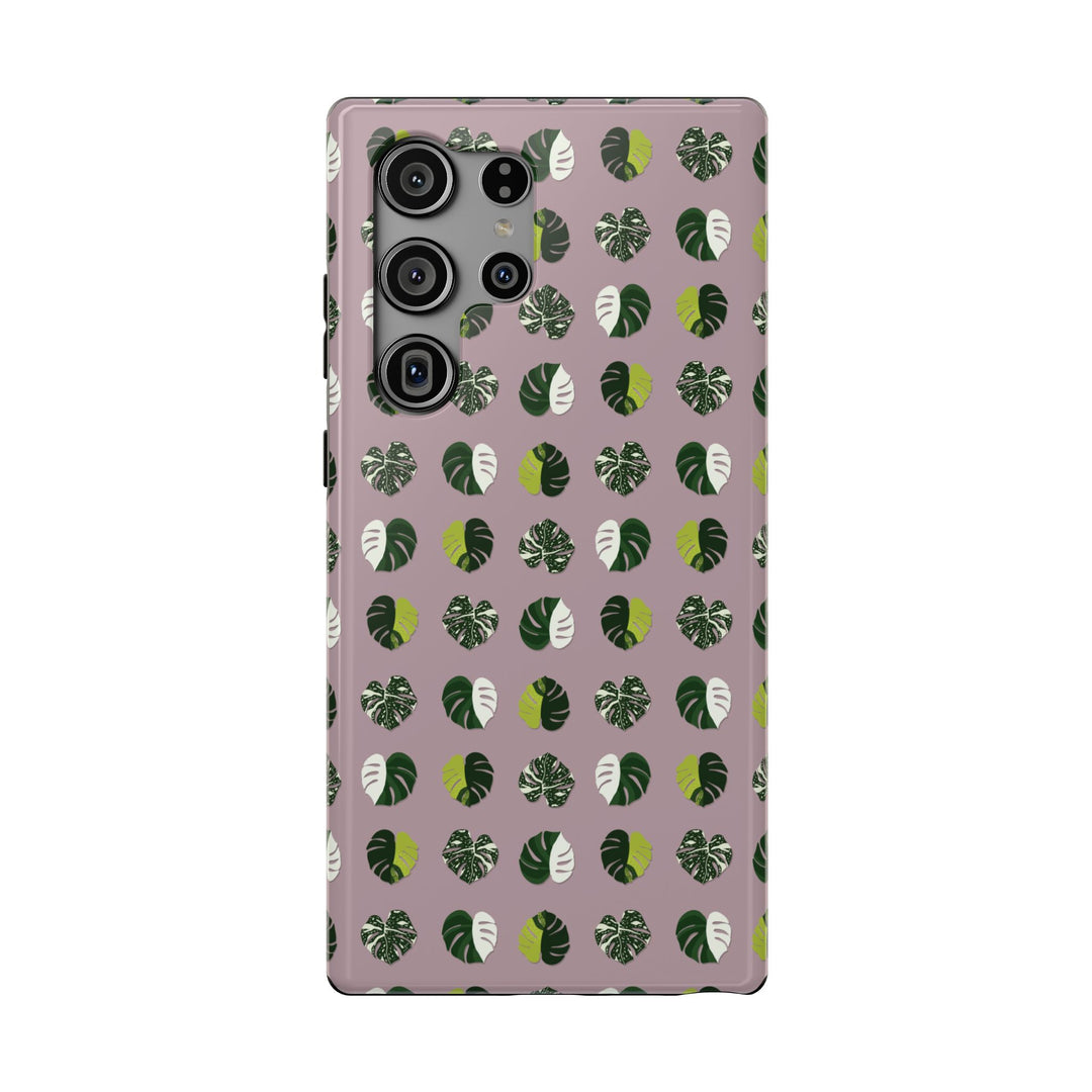 Variegated Monstera Pattern Phone Case – Dual Layer Protective Cover