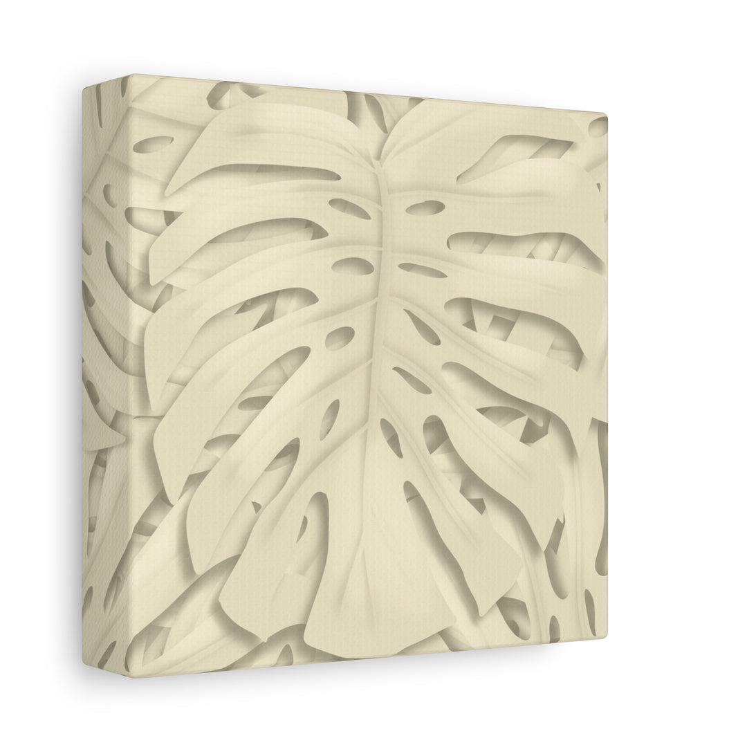 Monstera Canvas Print Durable Cotton Stretched Canvas With Beige Botanical Artwork For Modern Home Decor