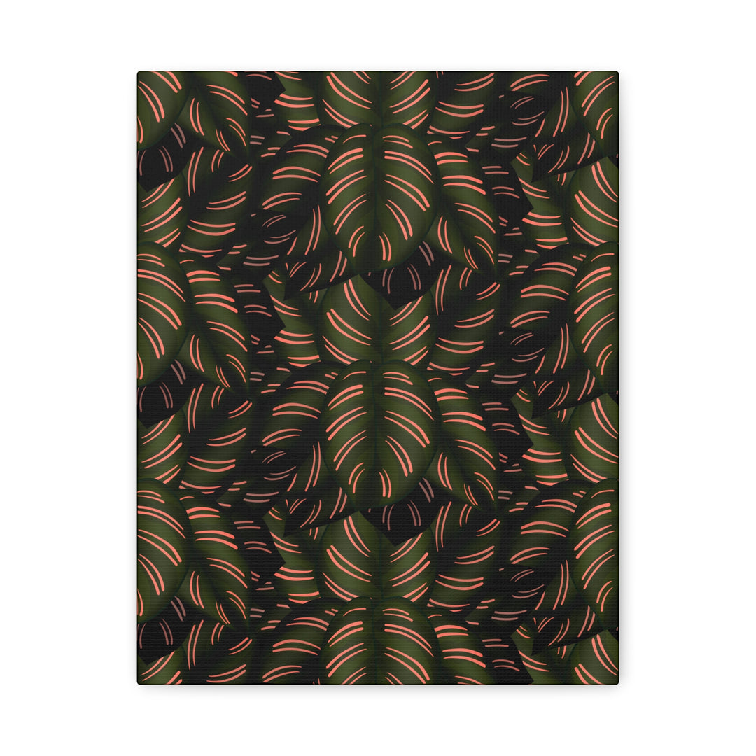 Calathea Pinstripe Canvas Print With Matte Finish Stretched Botanical Wall Art For Living Room Decor