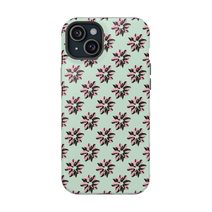 Pink Princess Philodendron Pattern Phone Case – Dual Layer Protective Cover by Printify