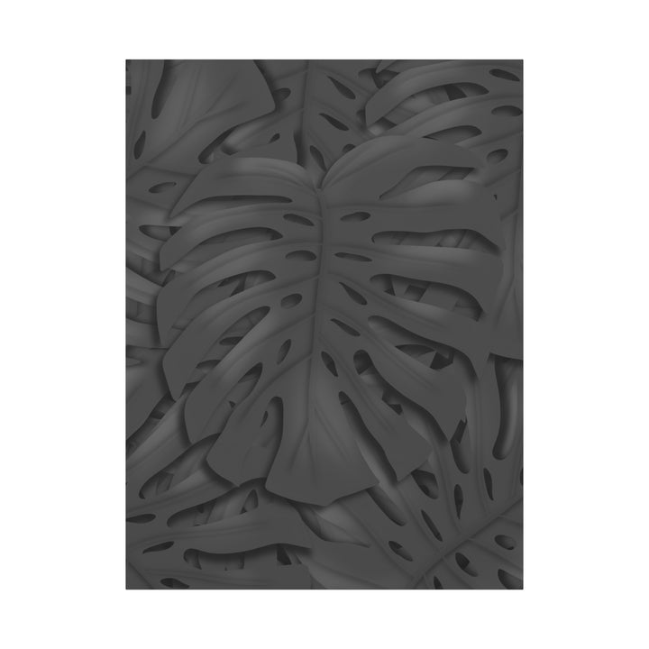 Charcoal Monstera Canvas Wall Art Matte Stretched 1.25 Inch Thick Plant Leaf Decor