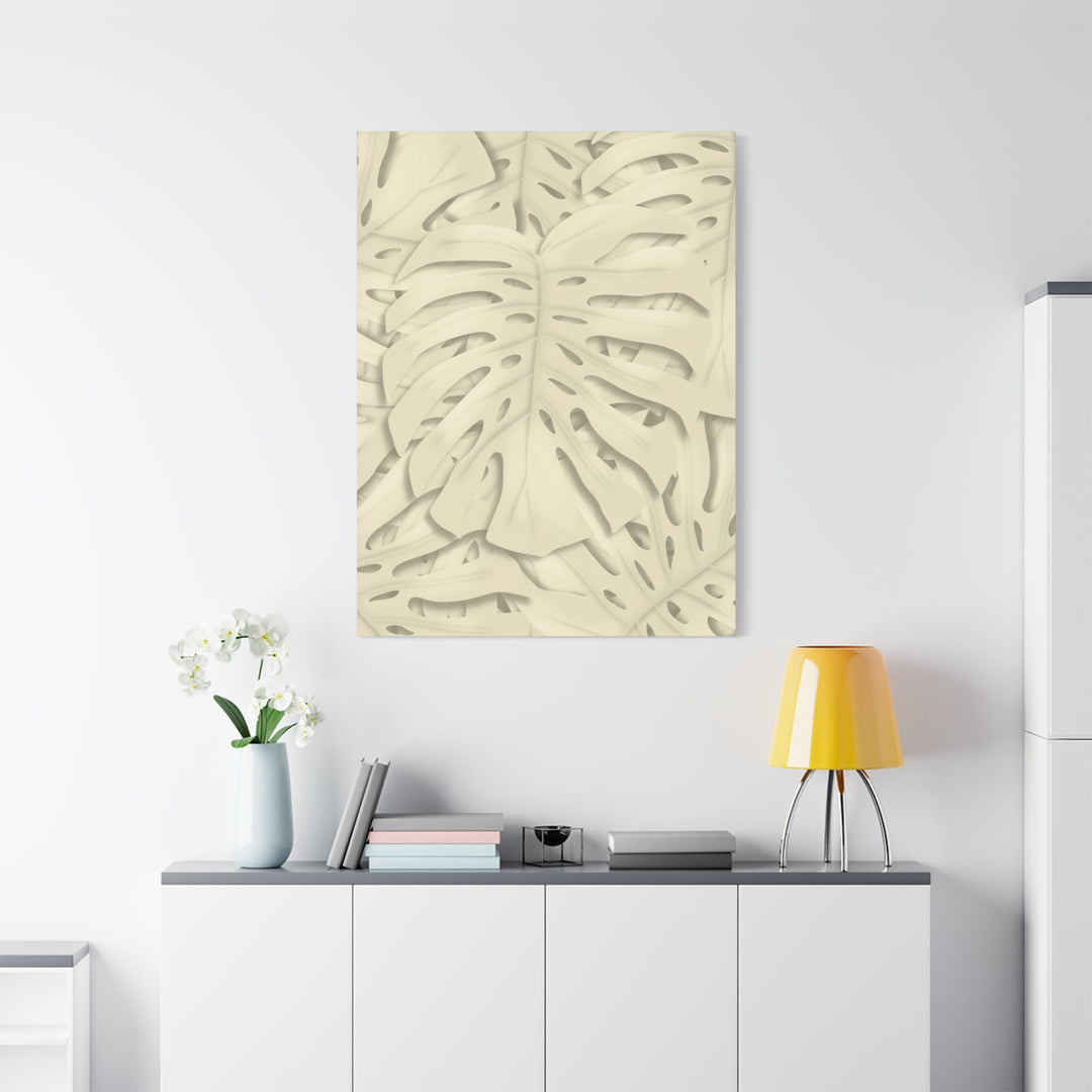 Monstera Canvas Print Durable Cotton Stretched Canvas With Beige Botanical Artwork For Modern Home Decor