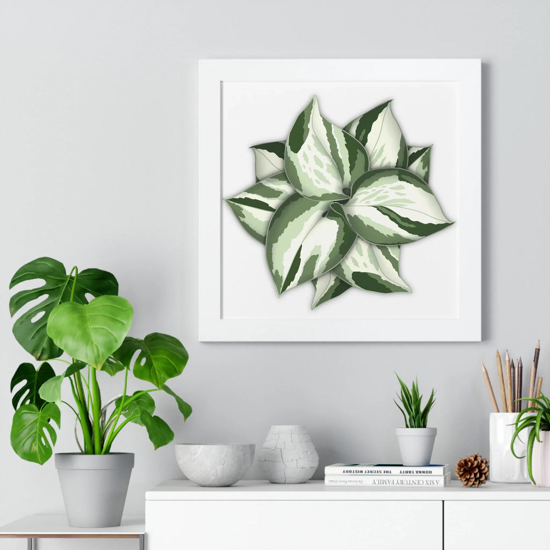 Manjula Pothos Print Framed Wall Art Botanical Poster With Heart Shaped Leaves Indoor Plant Decor