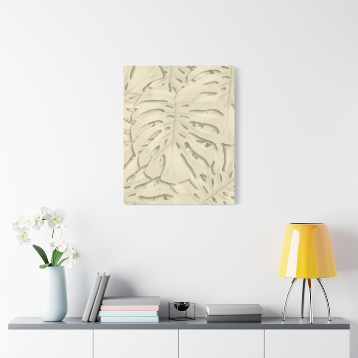 Monstera Canvas Print Durable Cotton Stretched Canvas With Beige Botanical Artwork For Modern Home Decor