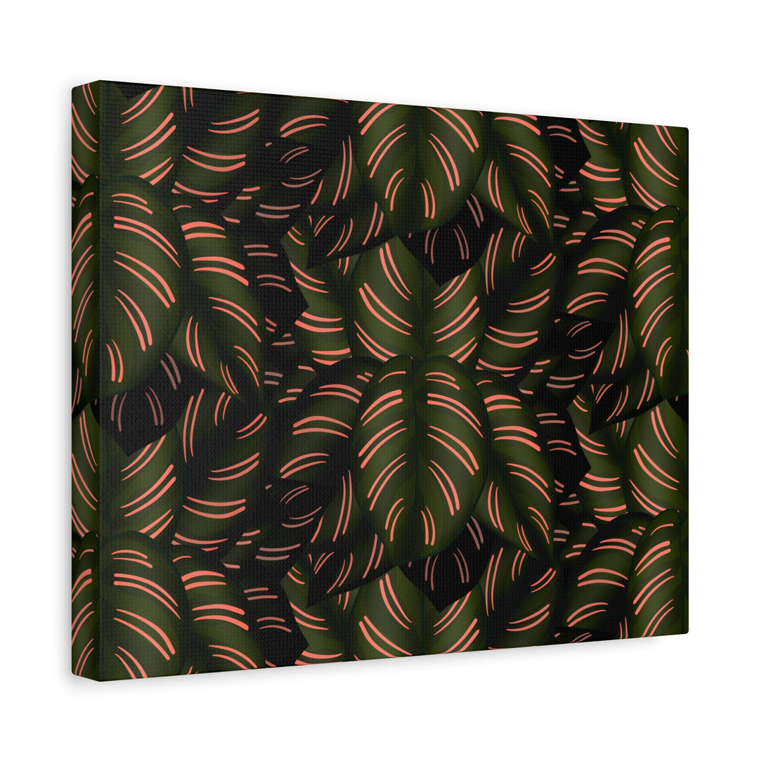 Calathea Pinstripe Canvas Print With Matte Finish Stretched Botanical Wall Art For Living Room Decor